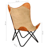 vidaXL Butterfly Fauteuil Papillon en Cuir véritable Marron