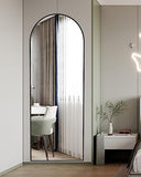 CASSILANDO Bow Miroir Complet du Corps avec Support 150 x 50 cm, Miroir de Sol, sur Pied Arrondi, Grand Miroir Mural dans la Chambre à Coucher, Dressing (Noir)