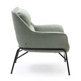 Tousmesmeubles Fauteuil avec accoudoirs Vert Gris Tissu/Métal - TEULAT Sadira - L 88 x l 84 x H 87 - Neuf