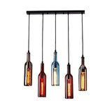 Raelf 5 têtes de verre Creative couleur Plafond d'éclairage Bouteille de vin Pendant Light Personality restaurant Suspension Fixture Loft Café Bar industriel Ferme Lustre Luminaires Décoration Lustre