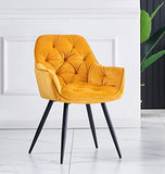 JYMTOM Lot de 2 Chaise de Salle à Manger avec Assise rembourrée en Velours épais, Pieds en métal, accoudoirs et Dossier, Chaise d'angle pour Salon,Jaune