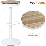 YOUNUOKE Tabourets de Bar en Bois Blanc Pivotant 360° et Hauteur Réglable 55-80cm Siège Confortable avec Repose-Pied Chaise Haute pour Bar Cuisine Lot de 2