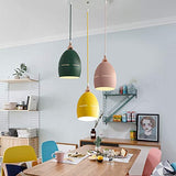 Xdmgg Lampe suspendue en métal Style nordique moderne Couleur Macaron Couleur tasse Lampes décoratives en métal Hauteur réglable 15 cm Pour salle à manger, bureau, café E27 x 3 (Châssis rond)