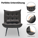 MCombo 4779 Fauteuil de détente moderne avec coussin taille pour salon, rétro vintage et rétro, lecture, rembourré, gris foncé, sans tabouret), Dunkelgrau, ohne Hocker, (6151-4779)