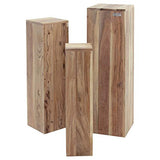 WOMO-DESIGN Tables Gigognes Set 3 Colonnes Décoratives Bois Massif Acacia 65/75/85cm -Support de Fleurs Table Basse Table d'Appoint pour Décoration de Maison -Colonnes Piédestaux Mobilier Salon