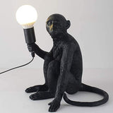 Maojisheng Lampe Singe Assis en Résine, Culot E27 - Pour Bar, Café, Restaurant Décoration d'art etc (Noir - Lampe de Table Assise)