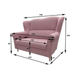E-MEUBLES Canapé Salon Relax Noveau scandinave Design 2 Places Pieds en Bois SILABELLA (Vert)