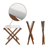 com-four® Tabouret Pliant en Bois - Chaise Pliante compacte - Tabouret Pliant Peu encombrant - Idéal pour Le Jardin, Le Camping (1 pièce - Tabouret Pliant Marron/Gris)