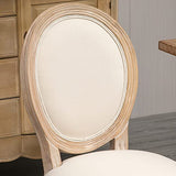 HOMCOM Lot de 2 chaises de Salle à Manger - Chaise de Salon médaillon Style Louis XVI - Bois Massif sculpté, patiné - Aspect Lin Beige