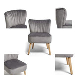 OMNIPRO Fauteuil en Velours,Pieds en Bois,57 x 68 x76cm,pour Petit Appartement, Salon, Chambre,Gris