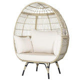 KOMFOTTEU Canapé en rotin en forme d'œuf - Fauteuil de jardin avec coussin - Avec structure en métal - Pour jardin, salon, terrasse