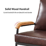 CLIPOP Fauteuil rétro Moderne avec Cadre en métal et Coussin en Cuir synthétique pour Salon, Chambre à Coucher, Salon (Marron foncé)