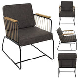 HOME DECO FACTORY HD7163 Fauteuil Assise Siege Salon Pieds, Métal, Marron-Noir-Bois, 63x79x73cm