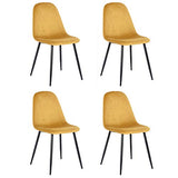 MEUBLE COSY Lot de 4 Chaises Salle a Manger Scandinave avec Assise et Dossier Recouverts de Velours Jaune Fauteuil de Bureau Pieds en Métal , Jaune /44x53x86cm