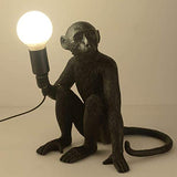 Maojisheng Lampe Singe Assis en Résine, Culot E27 - Pour Bar, Café, Restaurant Décoration d'art etc (Noir - Lampe de Table Assise)