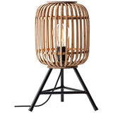 Lampe de table, 1 x E27 max. 40 W - Métal/rotin - Marron clair