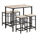 SoBuy OGT11-N Set de 1 Table + 4 Tabourets Ensemble Table de Bar Bistrot + 4 Tabourets avec Repose-Pieds Table Haute Cuisine