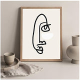 Sunglade Dessin au Trait Noir et Blanc Visage Abstrait Dessin au Trait Imprime Affiche Nordique décoration Photo Boho Wall Art Decor   19,6"x 27,5" (50x70cm) sans Cadre