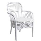 AUBRY GASPARD Fauteuil en rotin Blanc avec Coussin