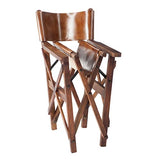 Tousmesmeubles Chaise de Réalisateur Pliable Bois/Cuir Cognac - HOHA - L 56 x l 56 x H 88 - Neuf