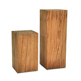 MS FACTORY Bloc de Chêne Massif - Cube en Bois - Rondin de Bois - Bout de Canapé, Colonne de Decoration, Support en Bois, Table Basse Bois, Piédestal pour Fleurs, Table de Chevet - 25 x 25 x 40 cm