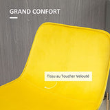 HOMCOM Tabouret de Bar Lot de 2 avec Repose-Pieds Hauteur 103 cm - piètement métal doré - Jaune
