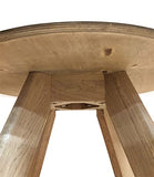 Meubletmoi Table de Repas Ronde 120 cm Plateau en céramique Blanc marbré et 4 Pieds inclinés Bois Clair - Style scandinave - Lilia