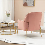 SEPNINE Fauteuil de Salon Moderne en Velours - pour Salon et Chambre à Coucher - Jusqu'à 135 kg (Rose)