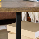 Padma House Table Basse Ronde en Bois Massif, Table de Salon, Table de canapé, Structure en métal, Table Basse à 2 étages, Table Basse,Facile à Monter