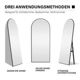 CASSILANDO Miroir de sol avec support - 150 x 50 cm - Miroir de sol arrondi - Grand miroir mural dans la chambre à coucher, le dressing (noir)