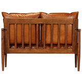 vidaXL Canapé à 2 Places Cuir Véritable avec Bois Acacia Marron Sofa de Salon