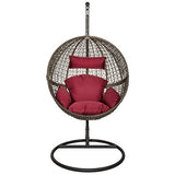 TecTake Chaise hamac avec Support en Résine Tressée Fauteuil Suspendu de Jardin Balancelle Transat - diverses Couleurs au Choix - (Marron | No. 401776)
