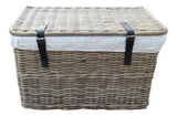 Panier en rotin avec couvercle, panier tressé avec couvercle/coffre en rotin naturel non traité, gris, 62 x 38 x 38 cm (Small)