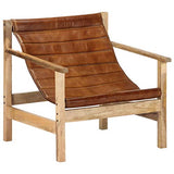 Tidyard Fauteuil de Relaxation | Fauteuil de Salon Vintage en Cuir Véritable Marron