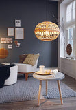 Eglo Suspensions Amsfield, Lampe Suspendue à Flamme Vintage, Nature, Boho, Bien-Être, Lampe Pendante en Acier, Bois en Couleurs Naturelles, Lampe de Table à Manger