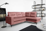 Robin Camel Canapé d'angle avec fonction de couchage, canapé avec tiroir pour literie, coussins dossier, canapé d'angle autoportant en L, coussins de dossier amovibles, canapé rembourré (rose sale)