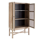 Tousmesmeubles Vaisselier 2 Portes Bois cérusé - Trend - L 100 x l 40 x H 165 - Neuf