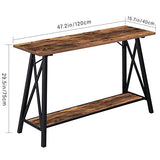 Table de Console, Console Meubles Rustique pour Salon,Table de Cocktail avec Structure en métal, 2 Niveaux,120 * 40 * 75CM
