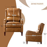 FABRICATION HAUS Fauteuil Relax en Cuir Véritable Fauteuil Inclinable Rembourré Chaise Simple Moderne avec Dossier & Repose-Pieds Réglables pour Salon, Camel