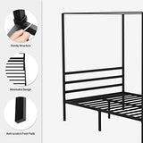 YITAHOME Cadre de lit à baldaquin en métal avec Plateforme de 35,5 cm et tête de lit intégrée. Support de Matelas à Lattes métalliques, sans sommier, Noir, Taille King