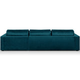 Canapé d'angle Droit Convertible 5 Places en Velours Bleu Canard avec Coffre de Rangement - Robin