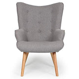 Fauteuil scandinave + pouf Lylou Tissu Gris clair