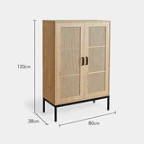 VonHaus Buffet Haut en rotin – 2 Portes, 3 tiroirs avec poignées en métal Noir – Bibliothèque, étagère en Vinyle, Armoire à Boissons, Meuble de Rangement pour Chaussures – Chambre à Coucher, Salon