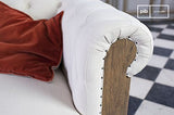 canapé Chesterfield montaigu - Bois Massif, Haute résistance, Grand Confort d'assise, Rembourrage intérieur Dense | Le Charme d'un canapé Chesterfield en Lin - Blanc perlé (L218 x H72 x P82 cm)