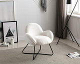 Wahson Chaise Salle à Manger Chaise de Loisirs avec Pieds en Métal Croisés, Fauteuil en Fausse Fourrure pour Salon/Chambre (Blanc)