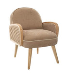 Atmosphera - Fauteuil Taupe accoudoir Tissage cannage pour Chambre d'enfant H 56 cm