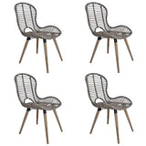 Tidyard 4 pcs Chaise de Jardin | Chaises de Salle à Manger | Chaises d'Extérieur en Rotin 48x64x85 cm Marron