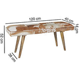 FineBuy Bois Massif Banc Tissu 120 x 52 x 40 cm Style rétro | Rembourré Banc | Banc en Fourrure Salle à Manger Brun | Petit Banquette de lit Tissu Banc avec de la Fourrure