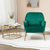 SEPNINE Fauteuil de Salon Moderne en Velours - pour Salon et Chambre à Coucher - Jusqu'à 135 kg (Vert)
