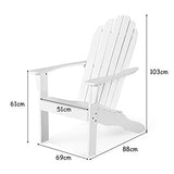 DREAMADE Fauteuil Adirondack en Bois, Chaise d'Extérieur avec Dossier Charge Maximal 160 KG, Idéal pour Balcon, Terrasse, Jardin, Plage (Blanc)